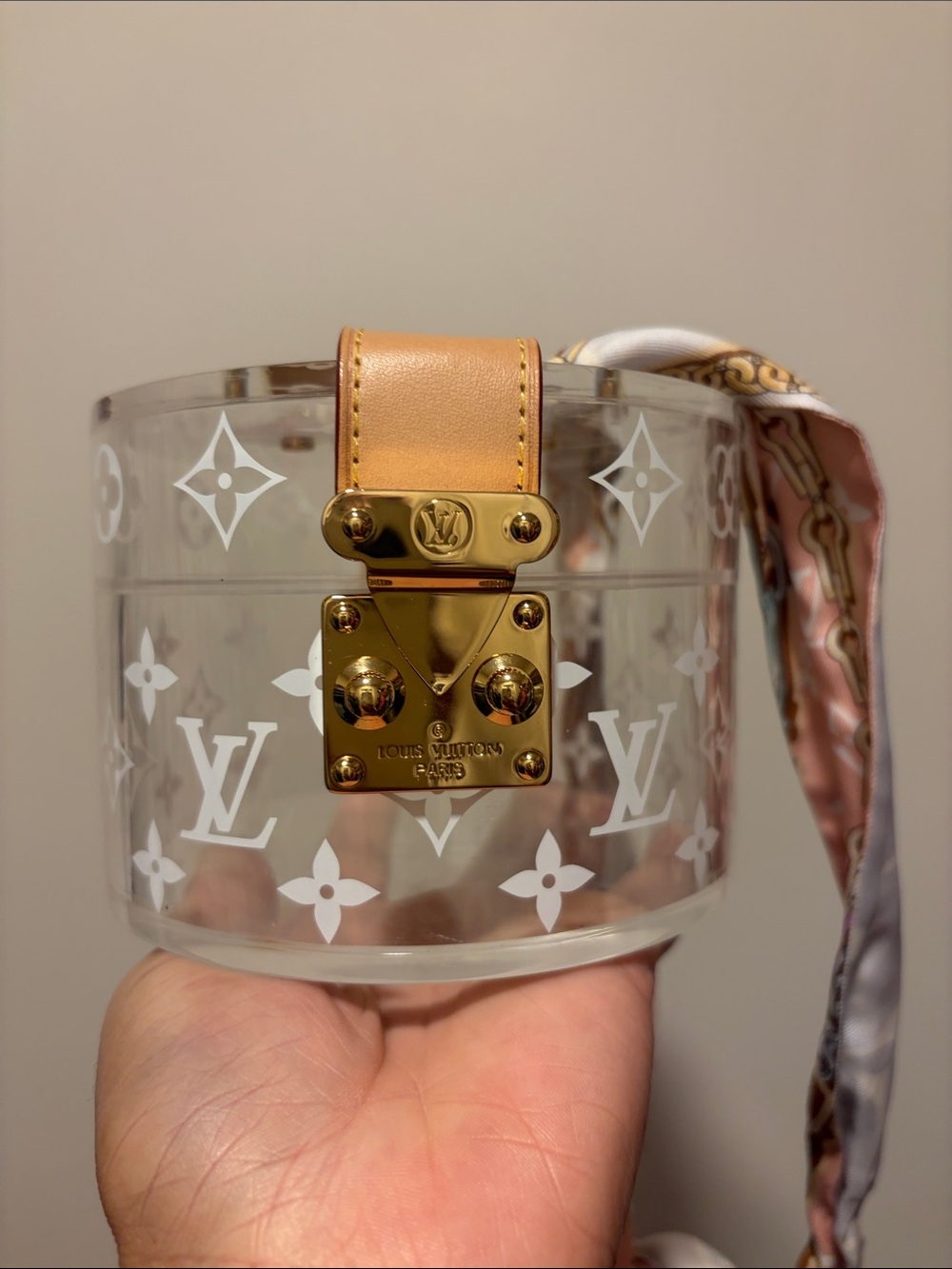 Louis Vuitton Clear Monogram Bracelet Case with Nude Trim and Gold Hardware
